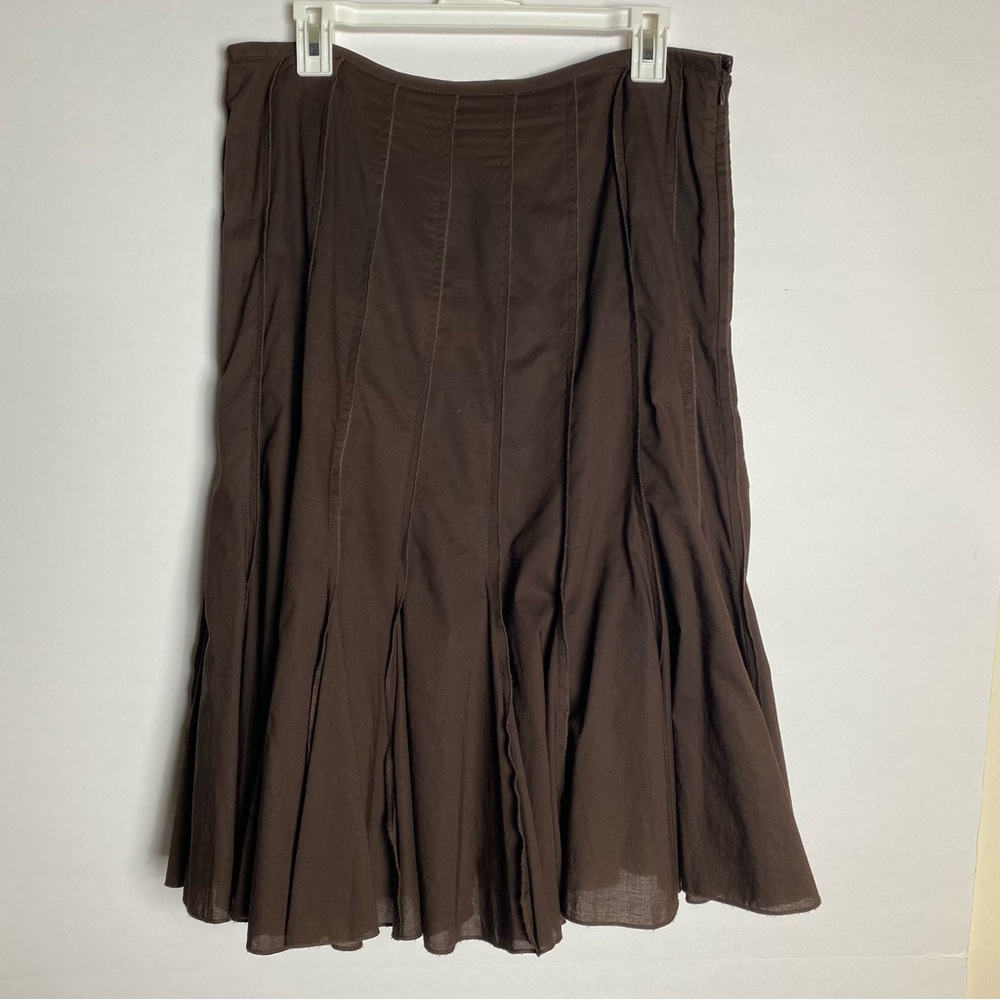Michael Kors Women's Aline Midi Skirt Chocolate Brown Lined Sz 8 Layered (Flawed - Picture 11 of 11